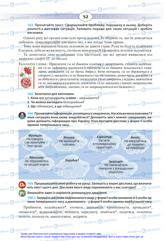 Підручники Українська мова 11 клас сторінка 52