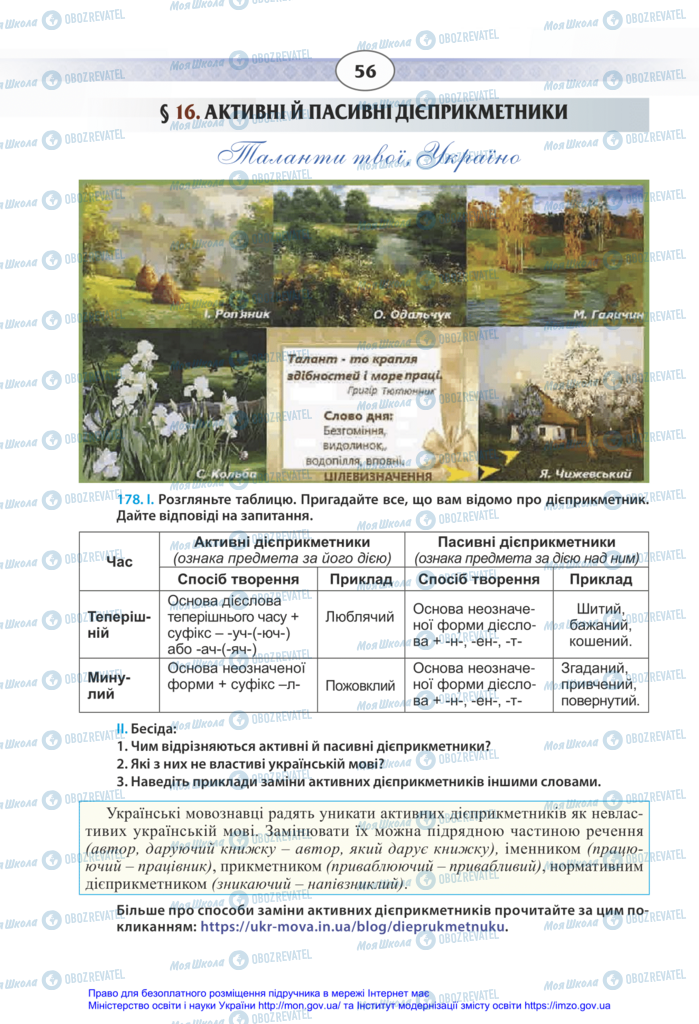 Підручники Українська мова 11 клас сторінка 56