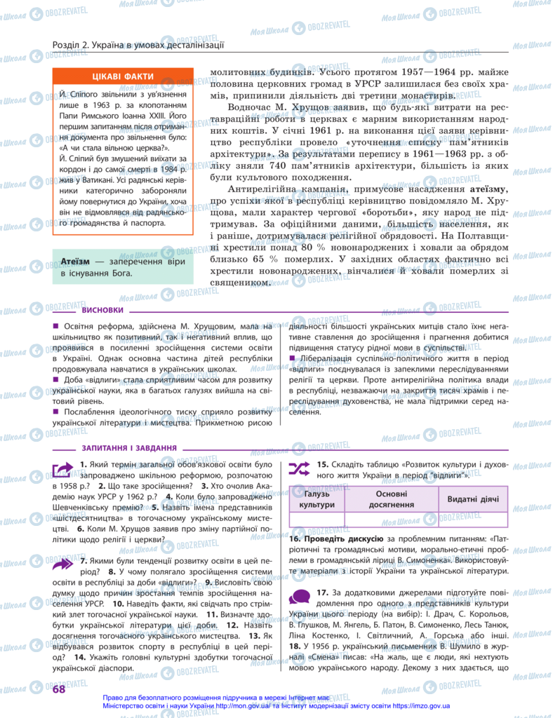 Підручники Історія України 11 клас сторінка 68