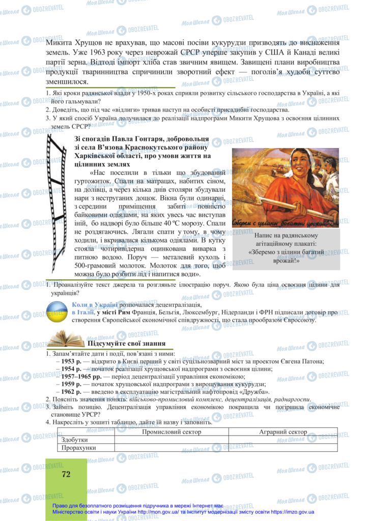 Учебники История Украины 11 класс страница 72