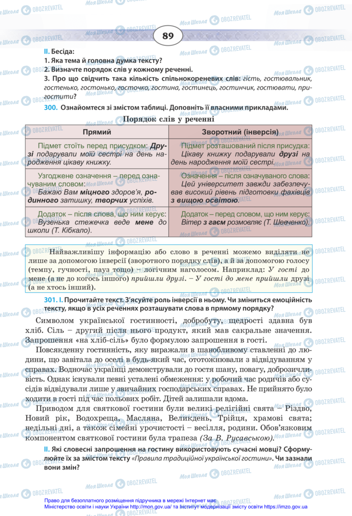 Підручники Українська мова 11 клас сторінка 89