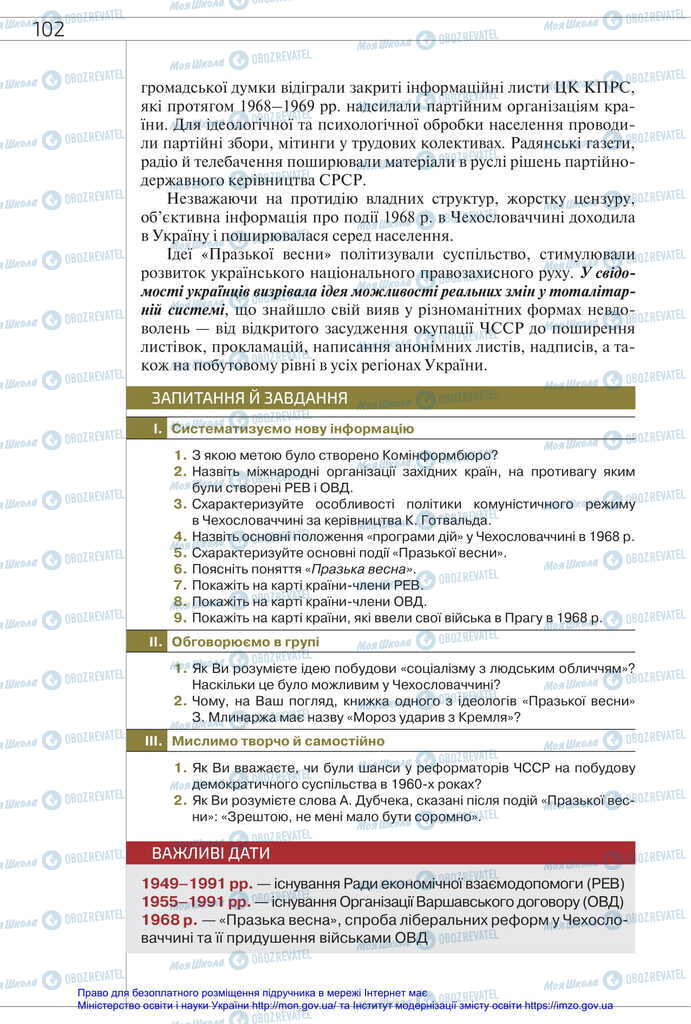 Підручники Всесвітня історія 11 клас сторінка 102