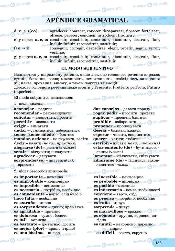 ЗНО Іспанська мова 11 клас сторінка  153