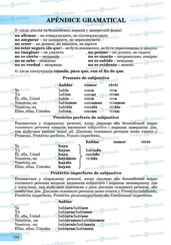 ЗНО Испанский язык 11 класс страница  154
