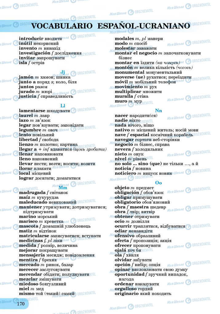 ЗНО Іспанська мова 11 клас сторінка  170