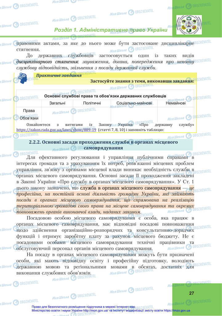 Підручники Правознавство 11 клас сторінка 27