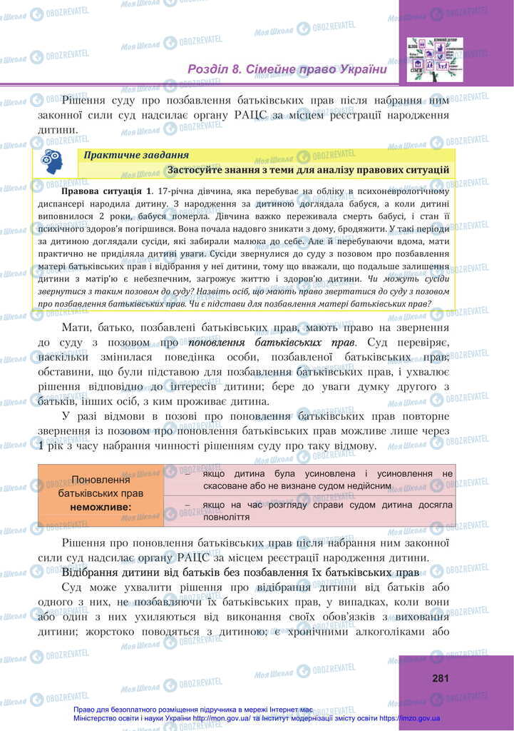 Підручники Правознавство 11 клас сторінка 281