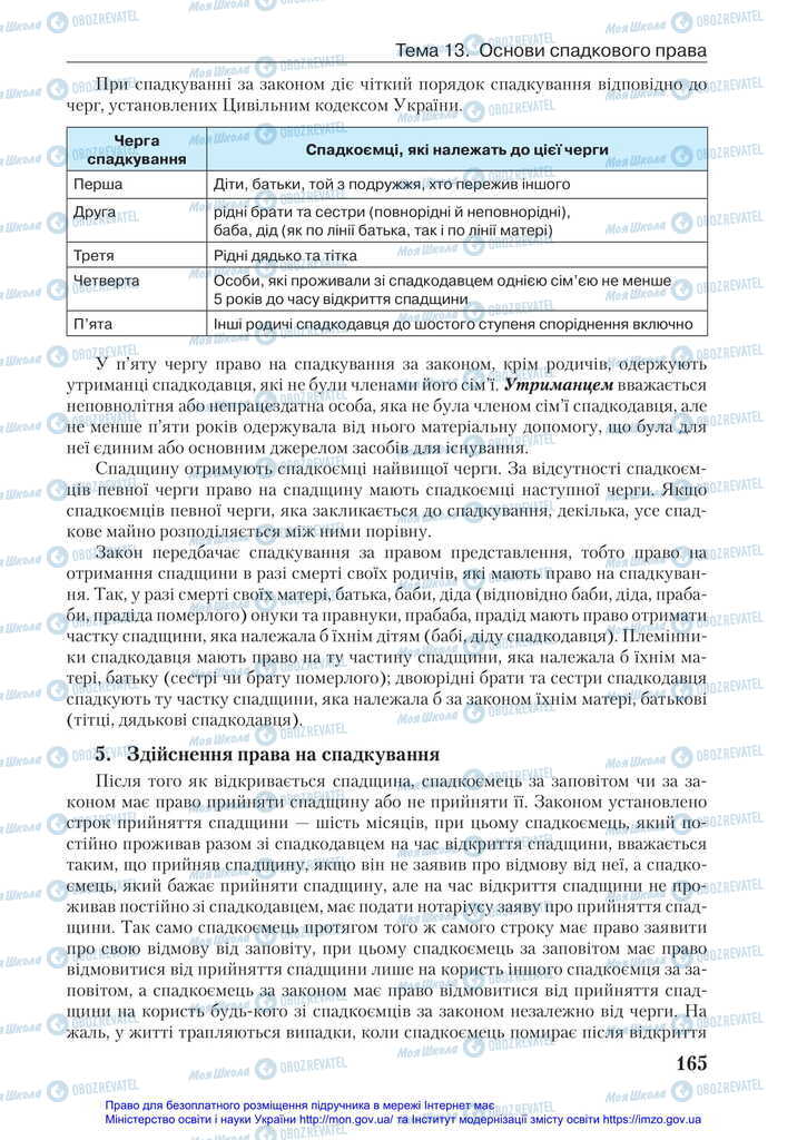 Підручники Правознавство 11 клас сторінка 165