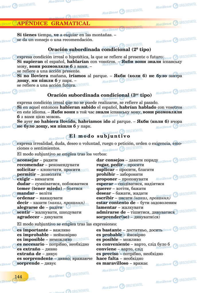 ЗНО Испанский язык 11 класс страница  144