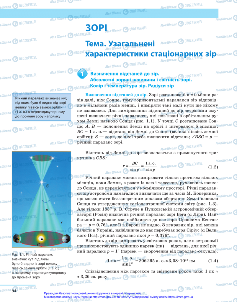 Підручники Астрономія 11 клас сторінка  94