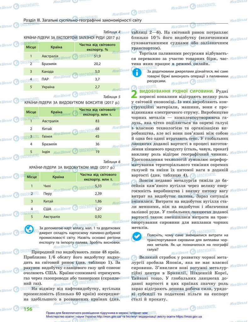 Підручники Географія 11 клас сторінка 156