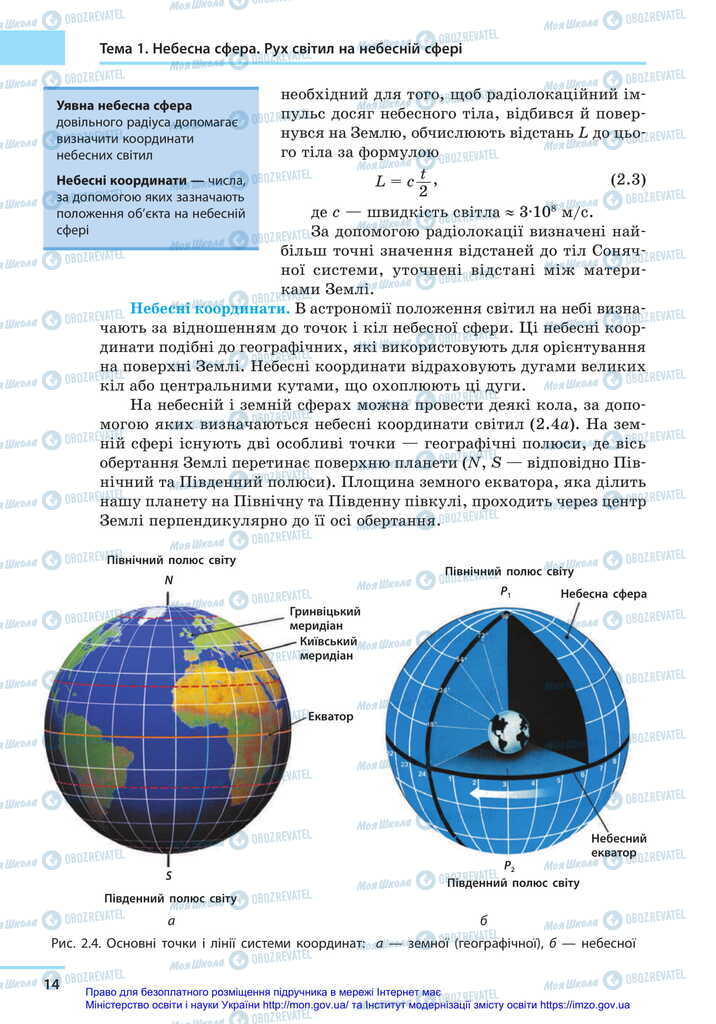 Підручники Астрономія 11 клас сторінка 14