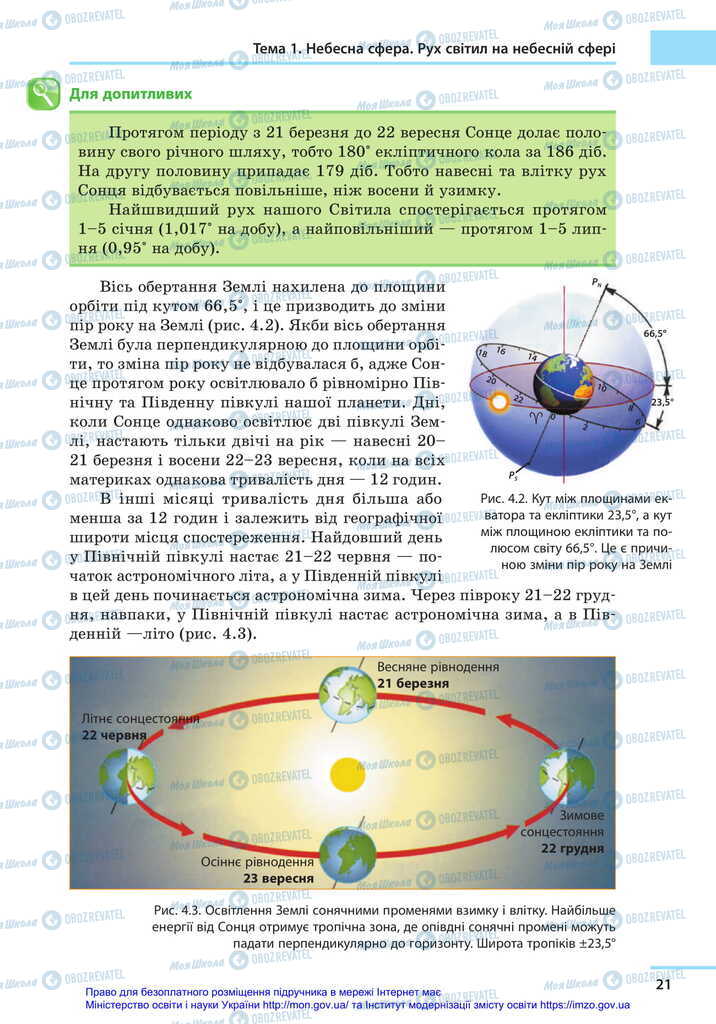 Підручники Астрономія 11 клас сторінка 21