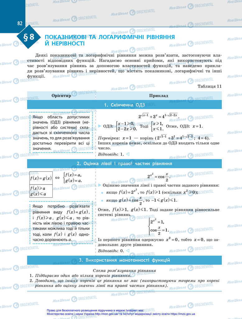 Підручники Алгебра 11 клас сторінка 82