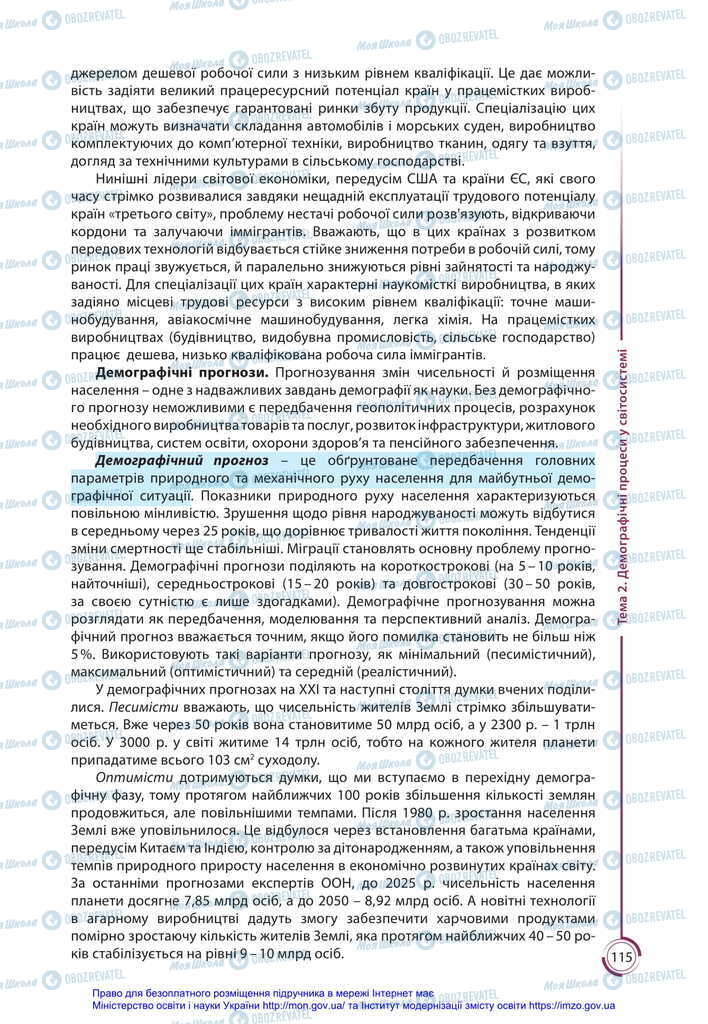 Підручники Географія 11 клас сторінка 115