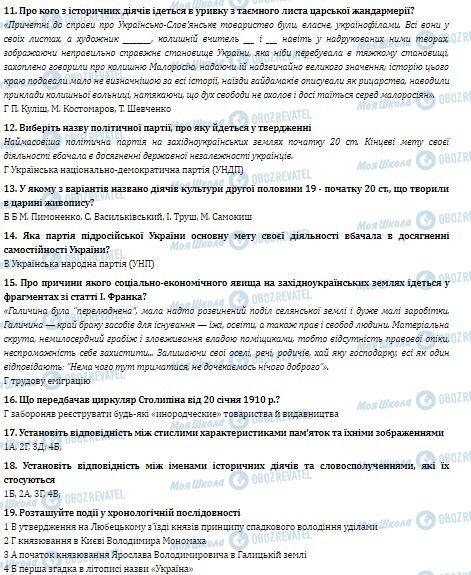 ДПА Історія України 9 клас сторінка 11-19