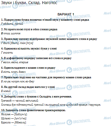 ГДЗ Українська мова 5 клас сторінка Варіант 1