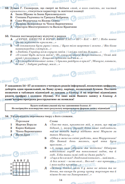 ЗНО Українська мова 11 клас сторінка  14