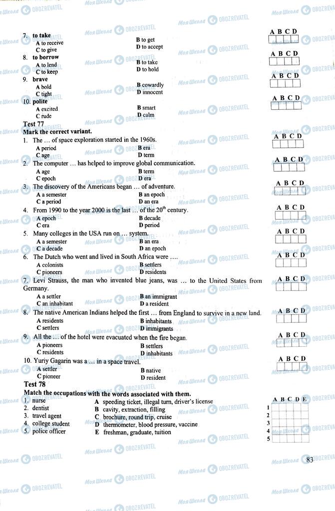 ЗНО Английский язык 11 класс страница  83