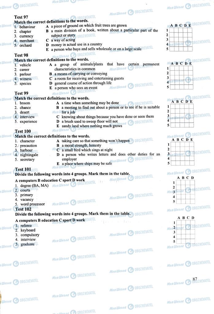 ЗНО Англійська мова 11 клас сторінка  87