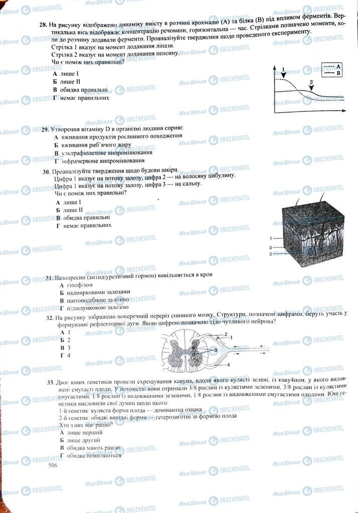 ЗНО Біологія 11 клас сторінка  506
