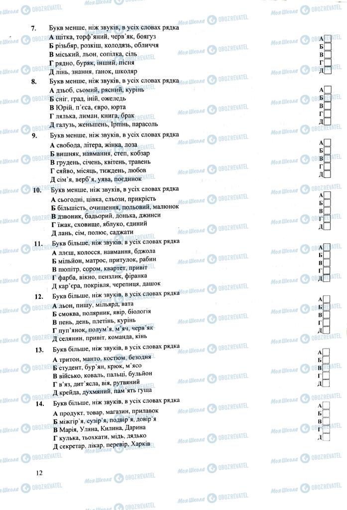 ЗНО Укр мова 11 класс страница  12