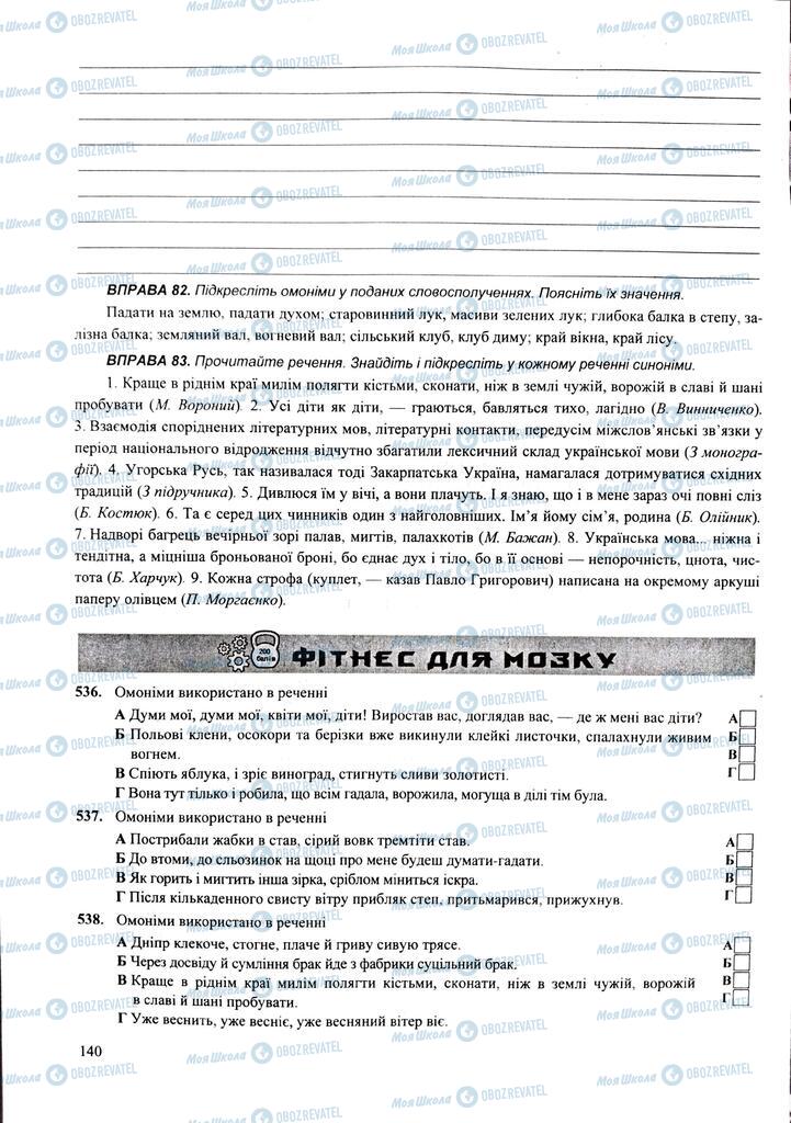 ЗНО Укр мова 11 класс страница 140
