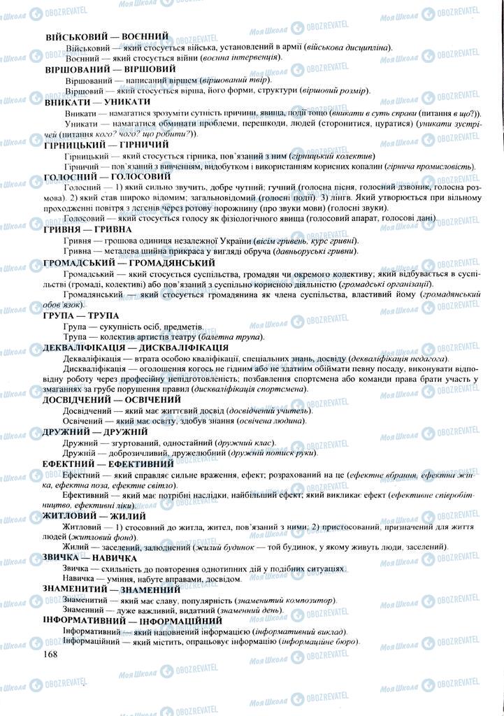 ЗНО Українська мова 11 клас сторінка  168