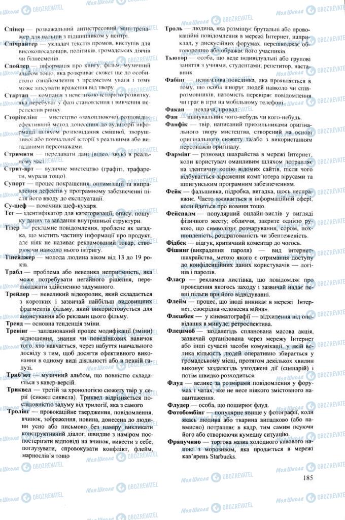 ЗНО Українська мова 11 клас сторінка  185
