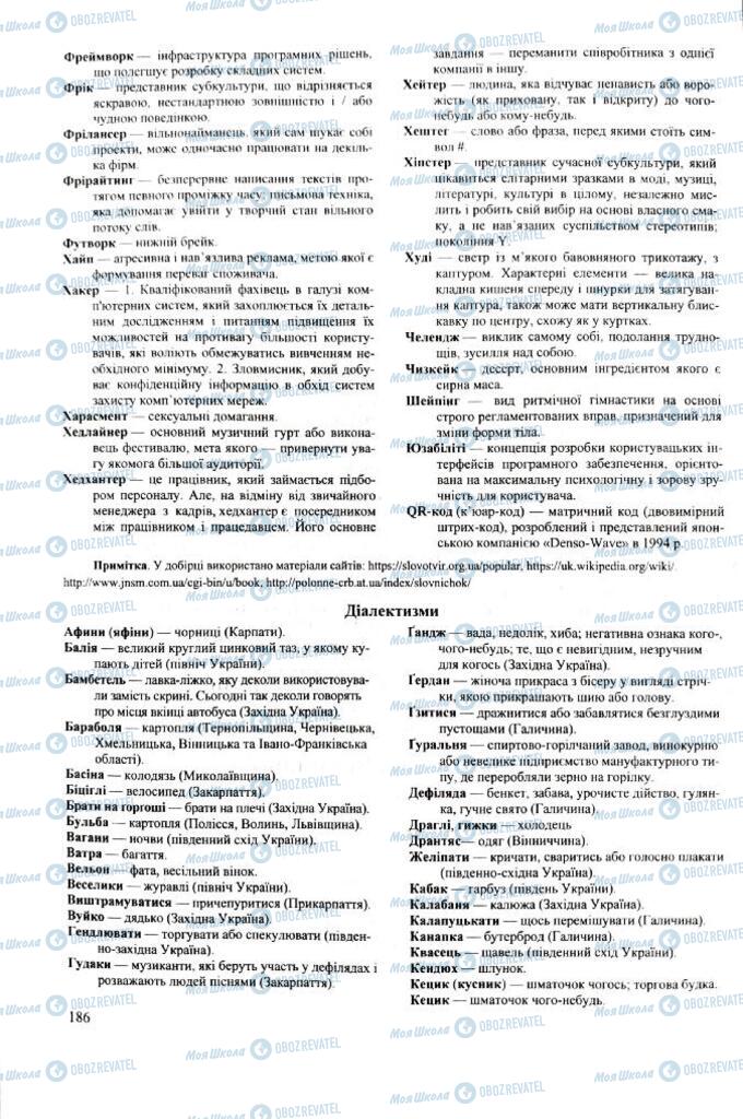ЗНО Укр мова 11 класс страница  186
