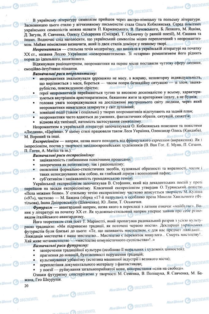 ЗНО Українська література 11 клас сторінка  20