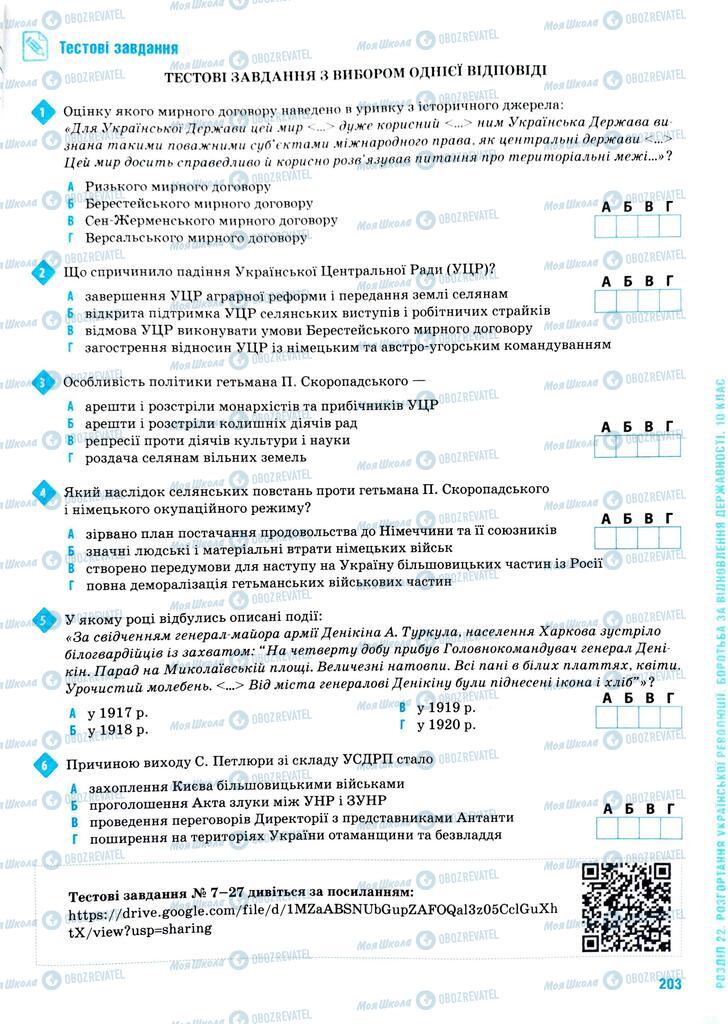 ЗНО Історія України 11 клас сторінка  203