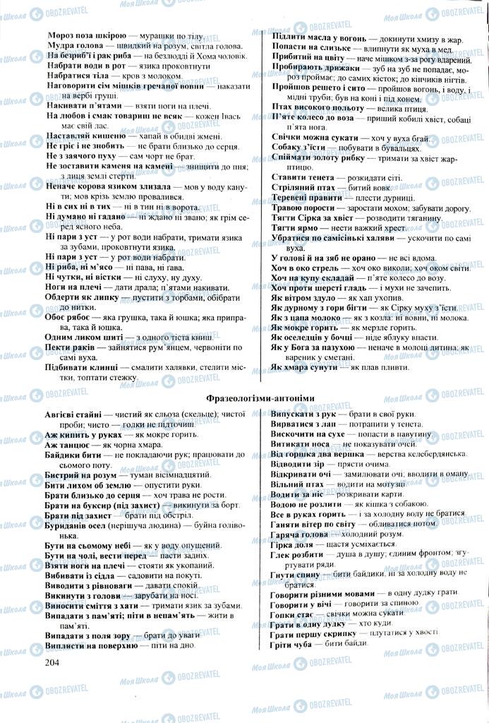 ЗНО Українська мова 11 клас сторінка  204