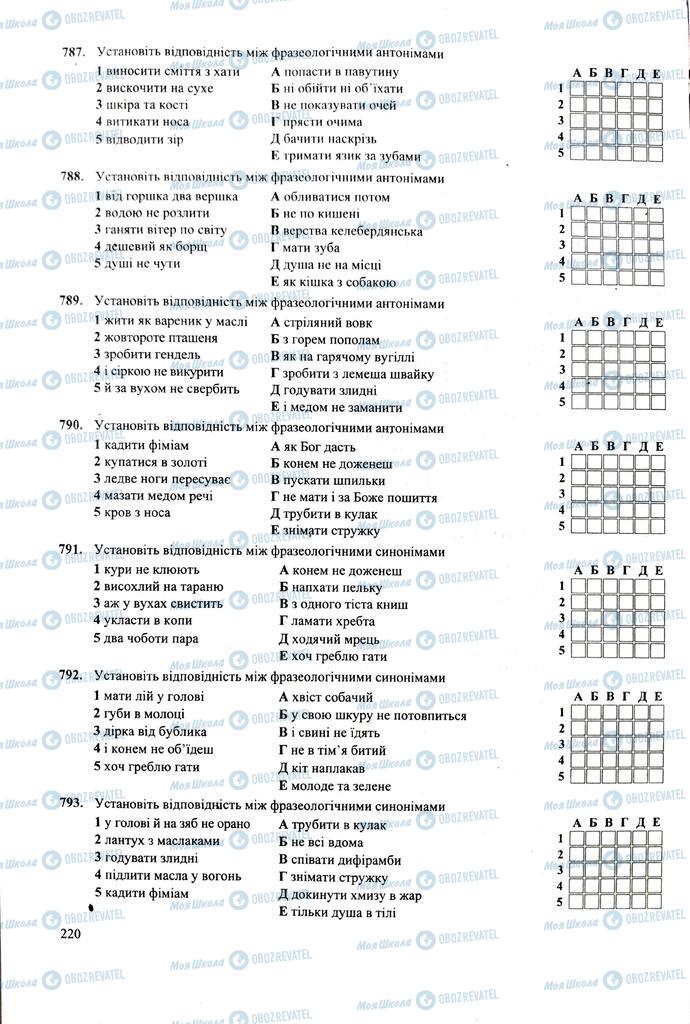 ЗНО Українська мова 11 клас сторінка  220