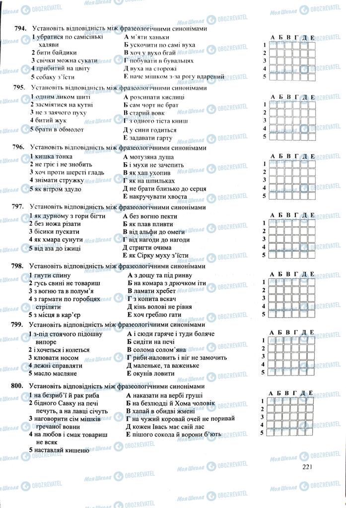 ЗНО Українська мова 11 клас сторінка  221