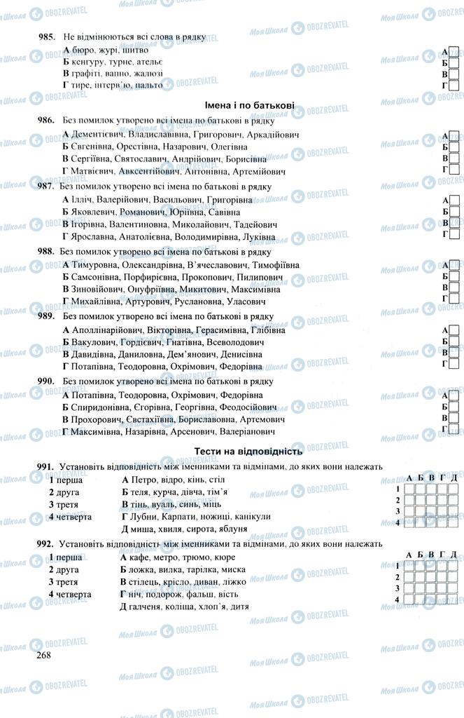 ЗНО Українська мова 11 клас сторінка  268