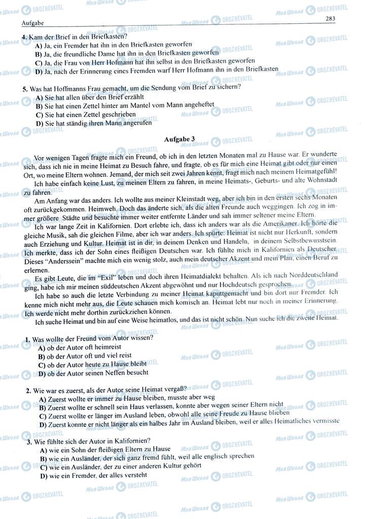 ЗНО Німецька мова 11 клас сторінка  283