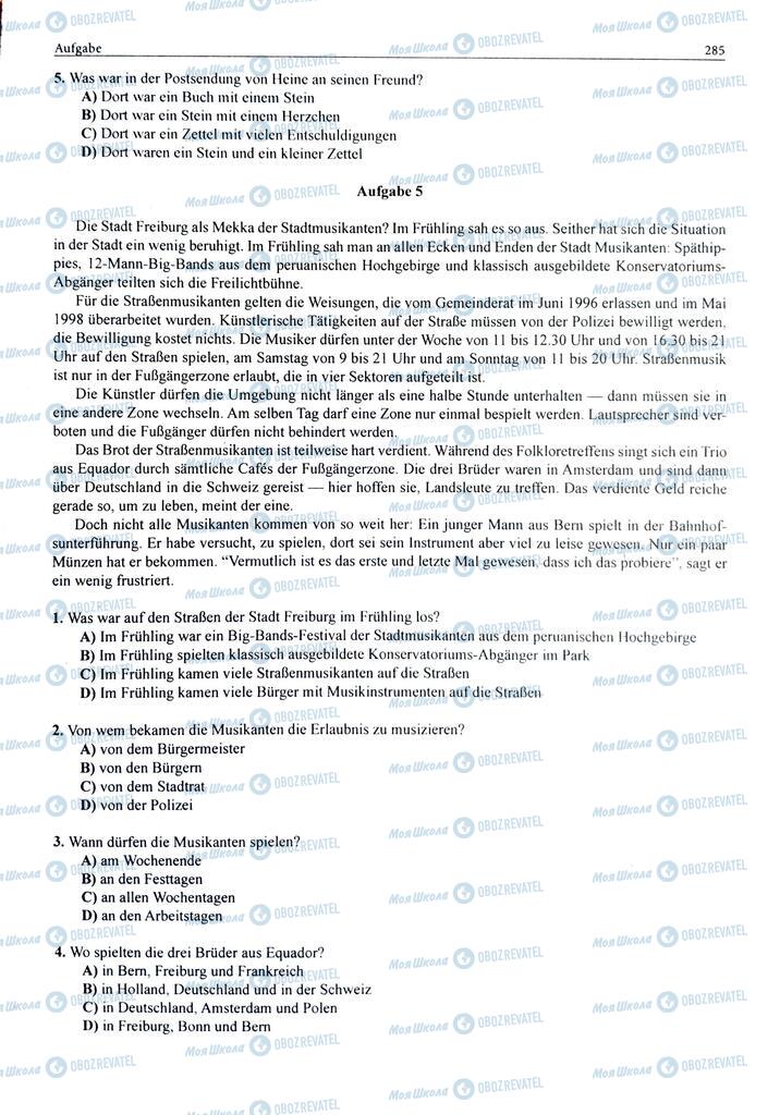 ЗНО Немецкий язык 11 класс страница  285