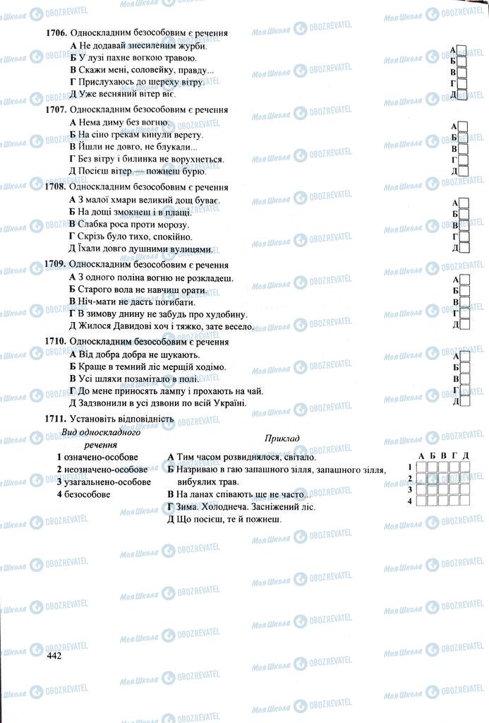 ЗНО Українська мова 11 клас сторінка  442