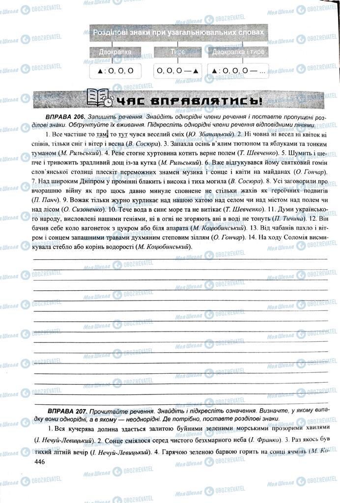 ЗНО Українська мова 11 клас сторінка  446