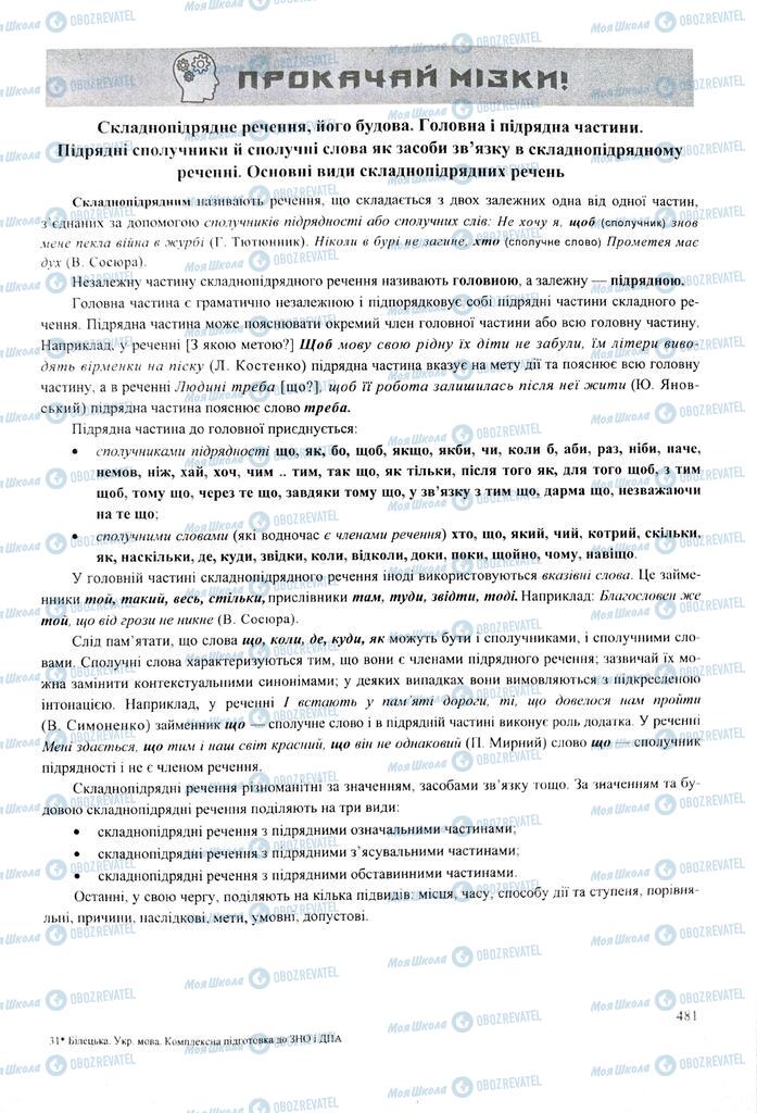 ЗНО Українська мова 11 клас сторінка  481