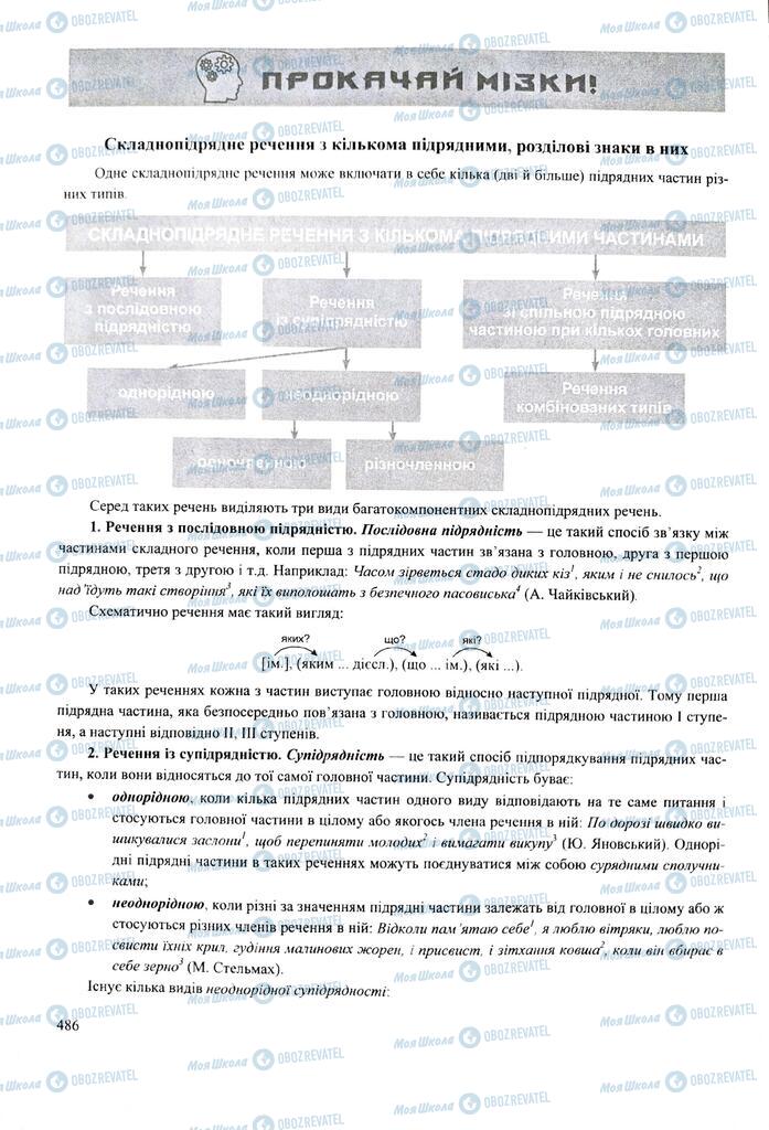 ЗНО Українська мова 11 клас сторінка  486