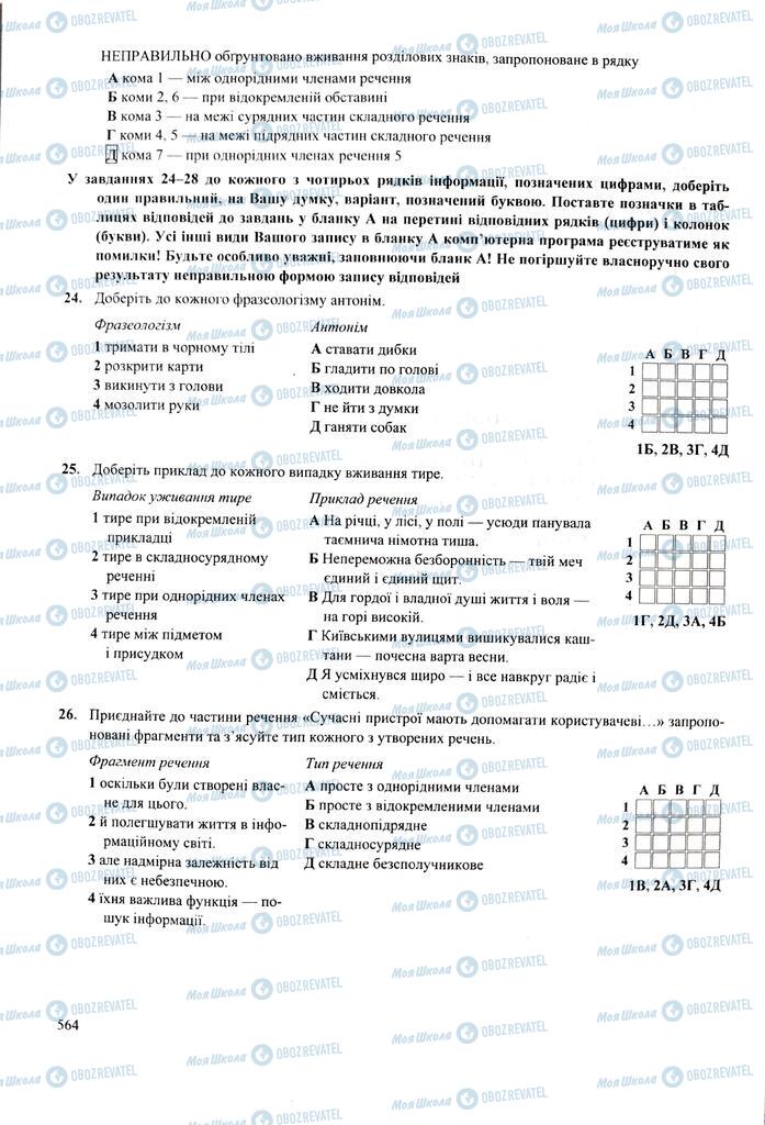 ЗНО Укр мова 11 класс страница  564