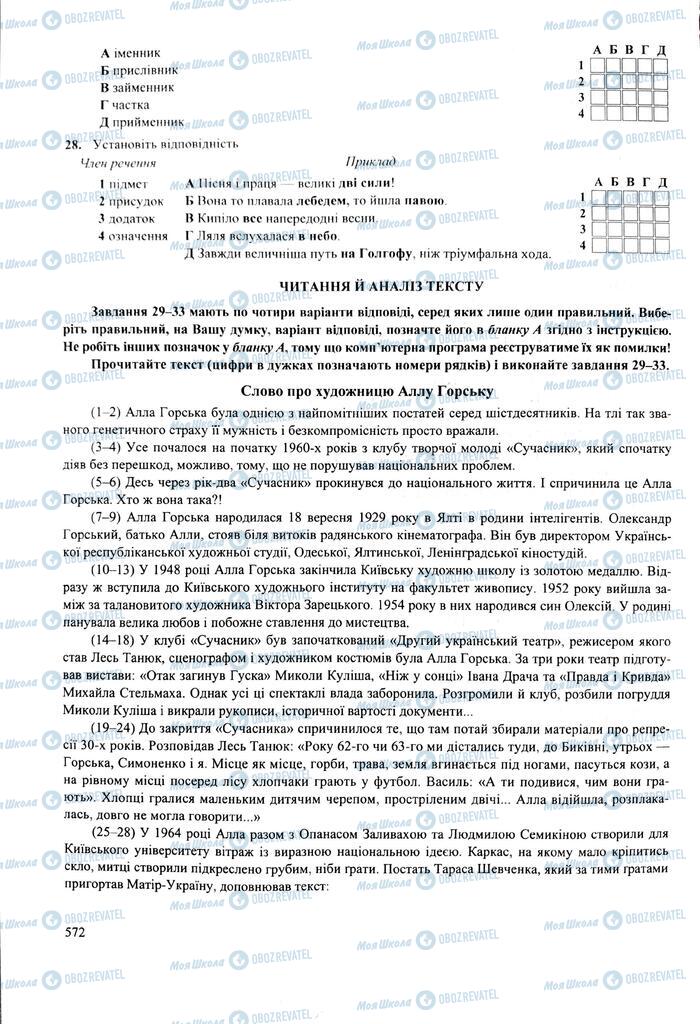 ЗНО Укр мова 11 класс страница  572