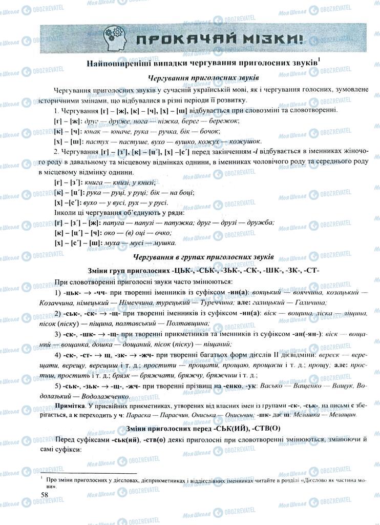 ЗНО Українська мова 11 клас сторінка 58