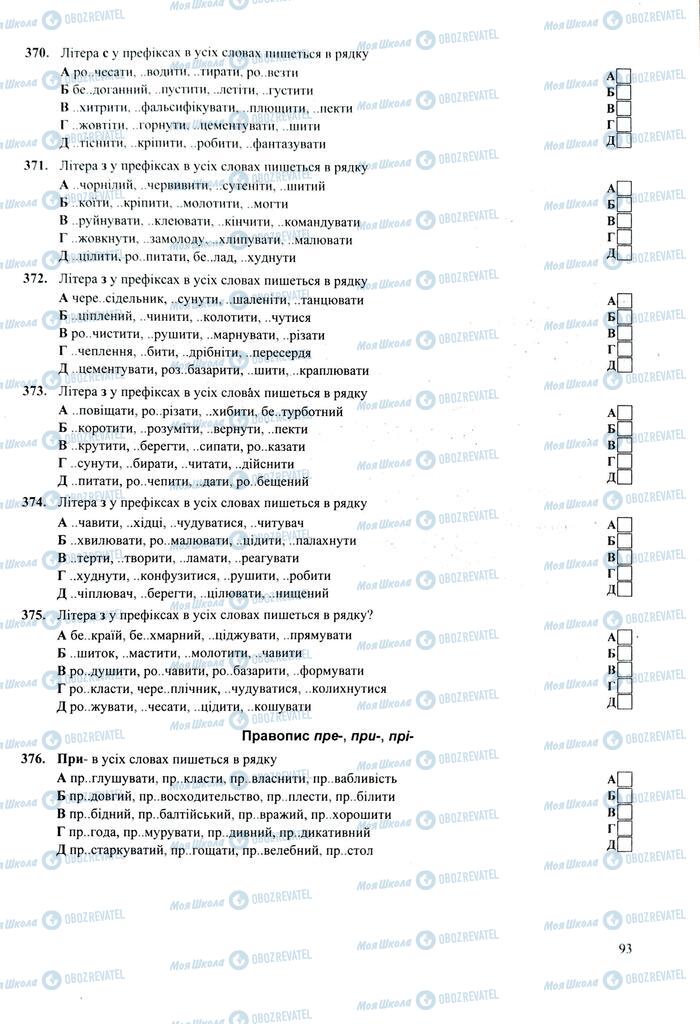 ЗНО Українська мова 11 клас сторінка  93