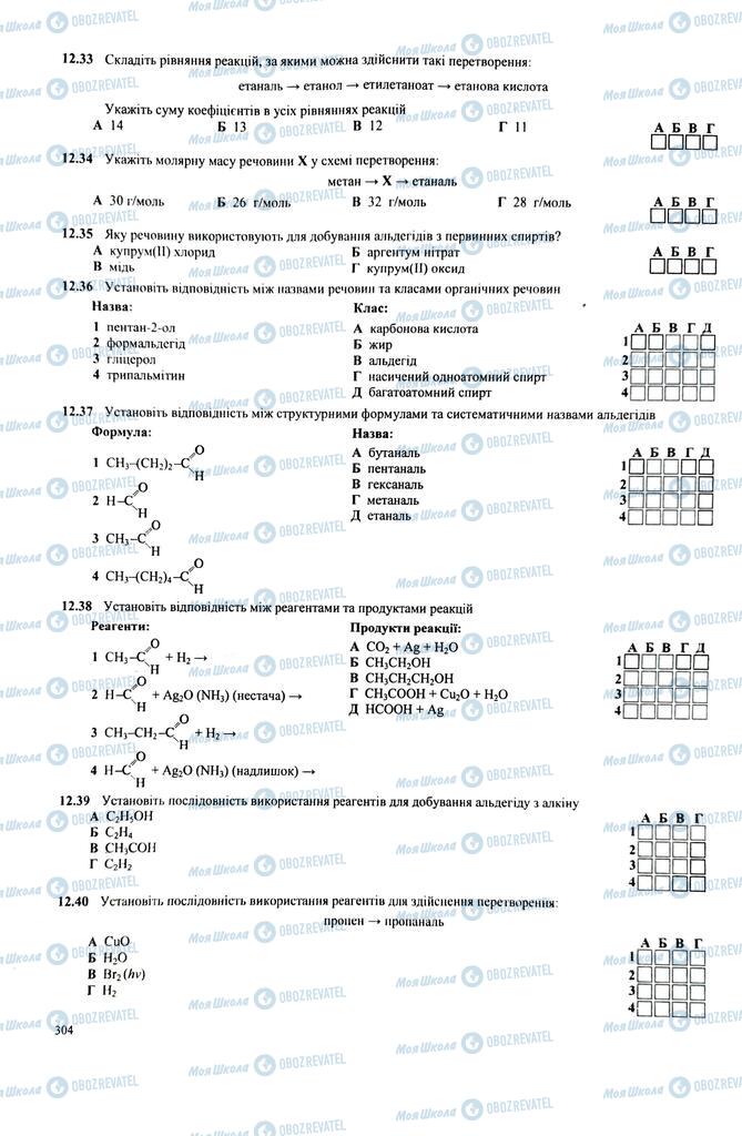 ЗНО Хімія 11 клас сторінка  304