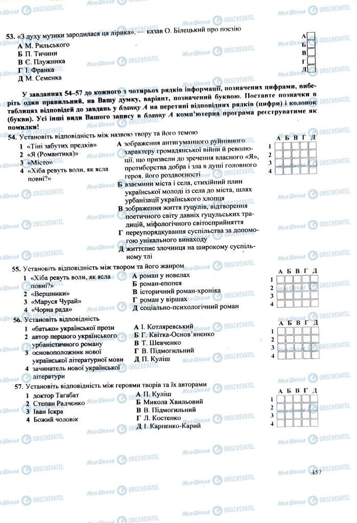 ЗНО Українська література 11 клас сторінка  457