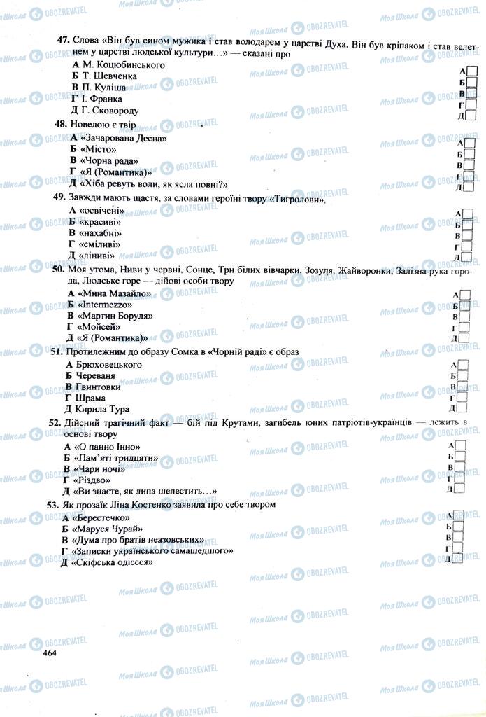 ЗНО Українська література 11 клас сторінка  464