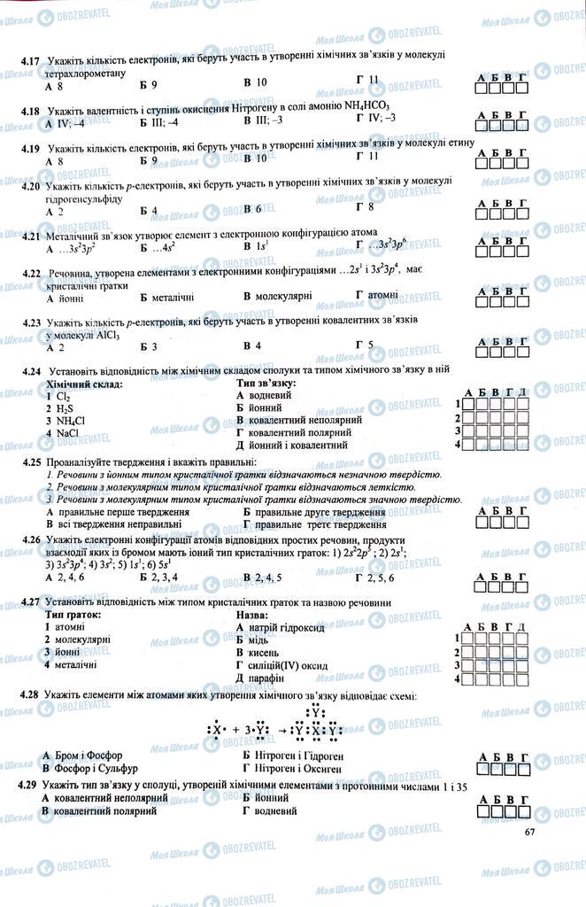 ЗНО Хімія 11 клас сторінка  67